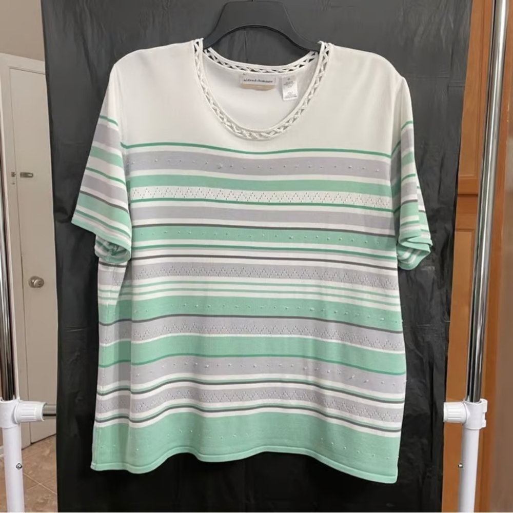 Women's Striped Top - Green and Gray